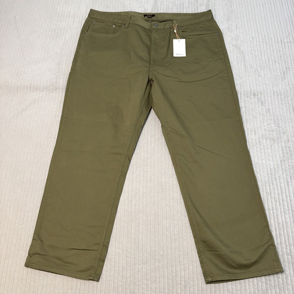 Quince Men Comfort Stretch Traveler 5-Pocket Pants Tan 42X30 Green